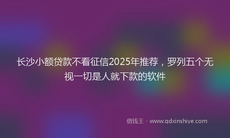 长沙小额贷款不看征信2025年推荐，罗列五个无视一切是人就下款的软件