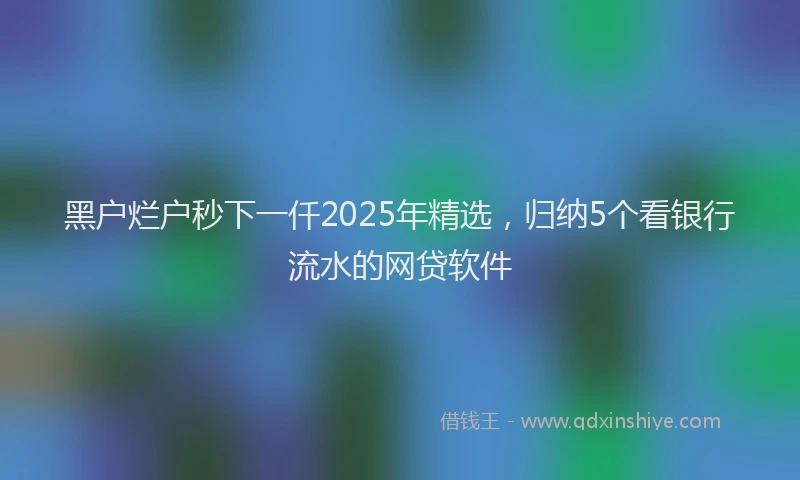 黑户烂户秒下一仟2025年精选，归纳5个看银行流水的网贷软件
