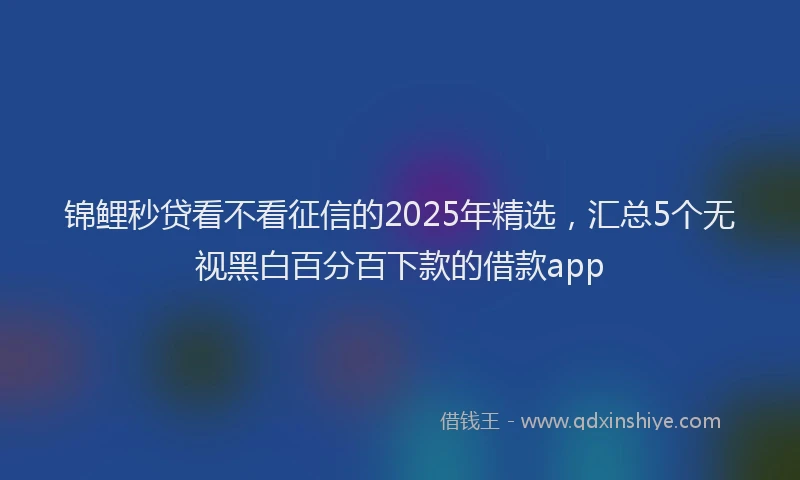 锦鲤秒贷看不看征信的2025年精选，汇总5个无视黑白百分百下款的借款app