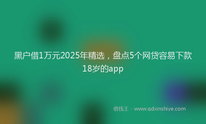 黑户借1万元2025年精选，盘点5个网贷容易下款18岁的app