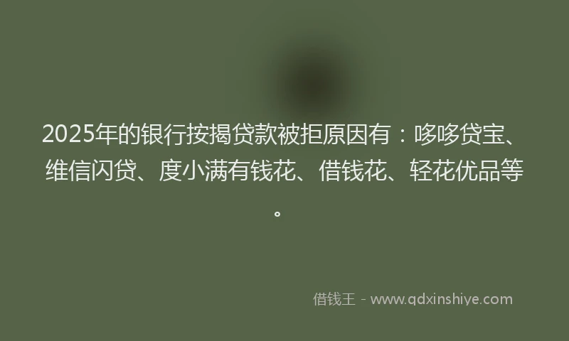 2025年的银行按揭贷款被拒原因有：哆哆贷宝、维信闪贷、度小满有钱花、借钱花、轻花优品等。