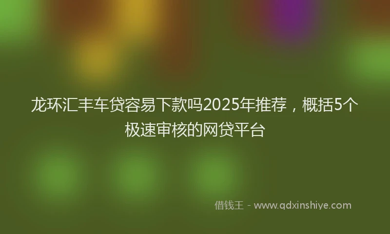 龙环汇丰车贷容易下款吗2025年推荐，概括5个极速审核的网贷平台