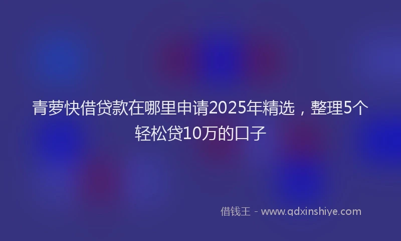 青萝快借贷款在哪里申请2025年精选，整理5个轻松贷10万的口子