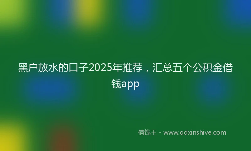 黑户放水的口子2025年推荐，汇总五个公积金借钱app