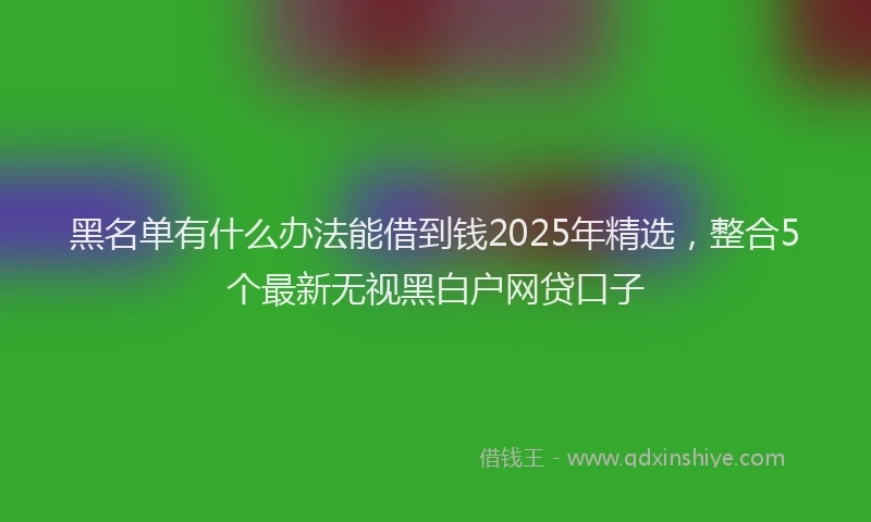 黑名单有什么办法能借到钱2025年精选，整合5个最新无视黑白户网贷口子