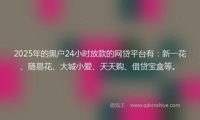 2025年的黑户24小时放款的网贷平台有：新一花、随易花、大城小爱、天天购、借贷宝盒等。