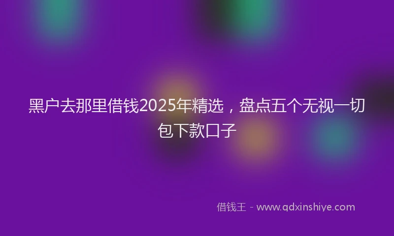 黑户去那里借钱2025年精选，盘点五个无视一切包下款口子