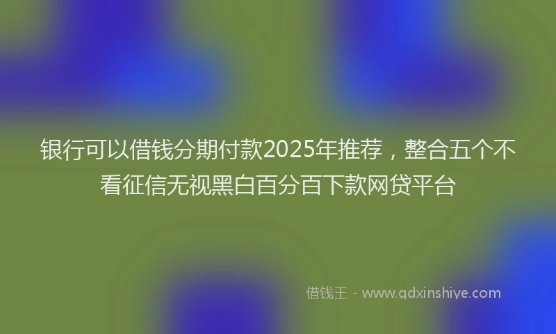 银行可以借钱分期付款2025年推荐，整合五个不看征信无视黑白百分百下款网贷平台