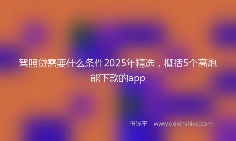 驾照贷需要什么条件2025年精选，概括5个高炮能下款的app