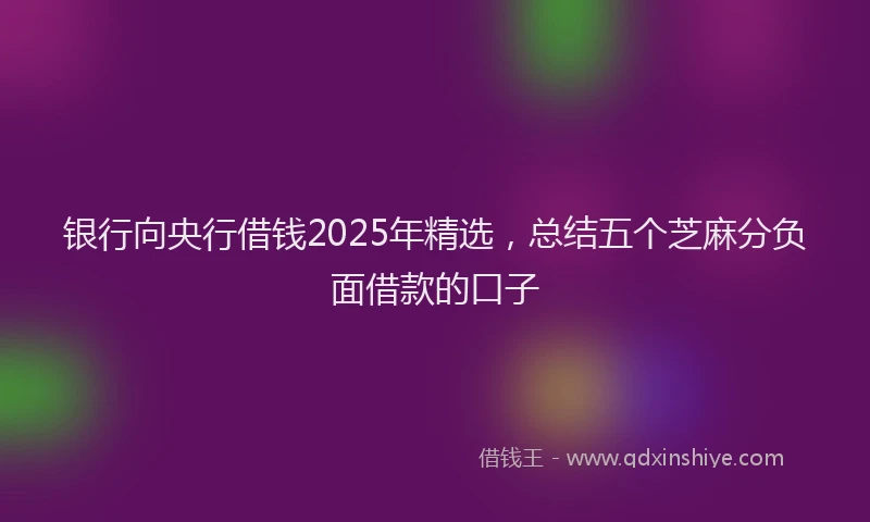 银行向央行借钱2025年精选，总结五个芝麻分负面借款的口子