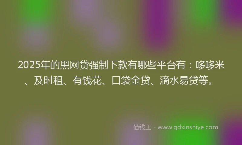 2025年的黑网贷强制下款有哪些平台有：哆哆米、及时租、有钱花、口袋金贷、滴水易贷等。