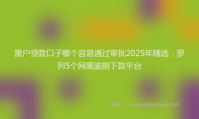 黑户贷款口子哪个容易通过审批2025年精选，罗列5个网黑逾期下款平台