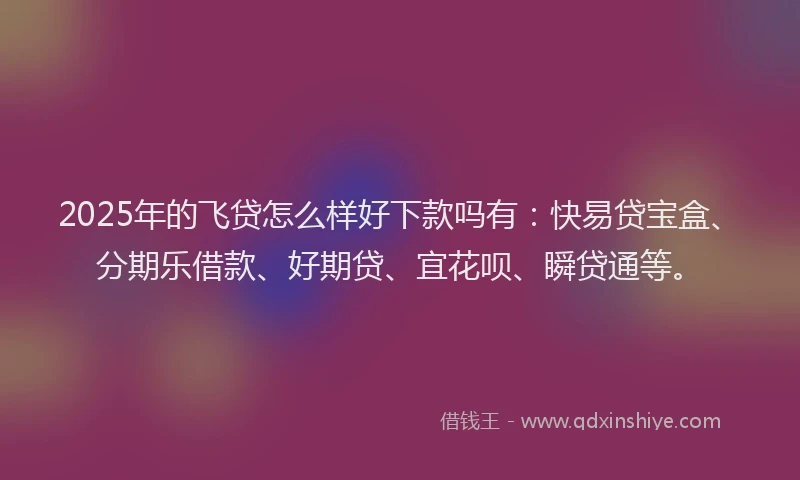2025年的飞贷怎么样好下款吗有：快易贷宝盒、分期乐借款、好期贷、宜花呗、瞬贷通等。