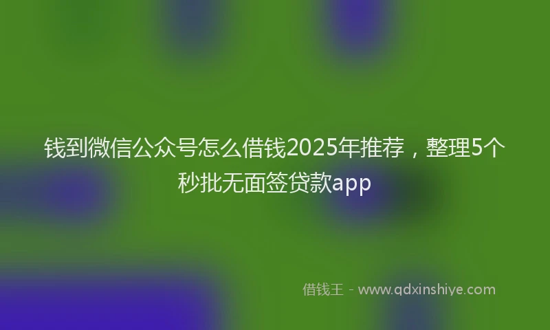 钱到微信公众号怎么借钱2025年推荐，整理5个秒批无面签贷款app