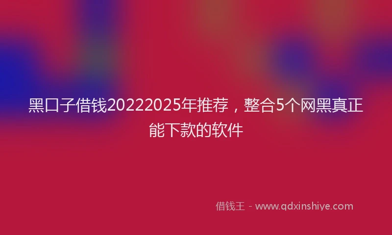 黑口子借钱20222025年推荐，整合5个网黑真正能下款的软件