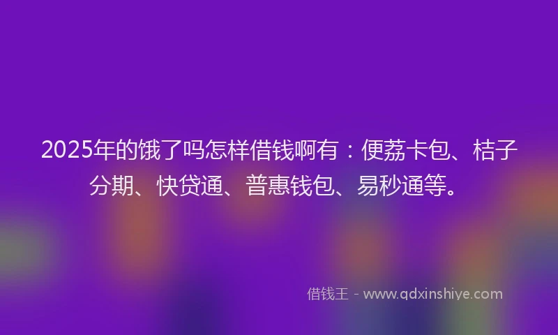2025年的饿了吗怎样借钱啊有：便荔卡包、桔子分期、快贷通、普惠钱包、易秒通等。