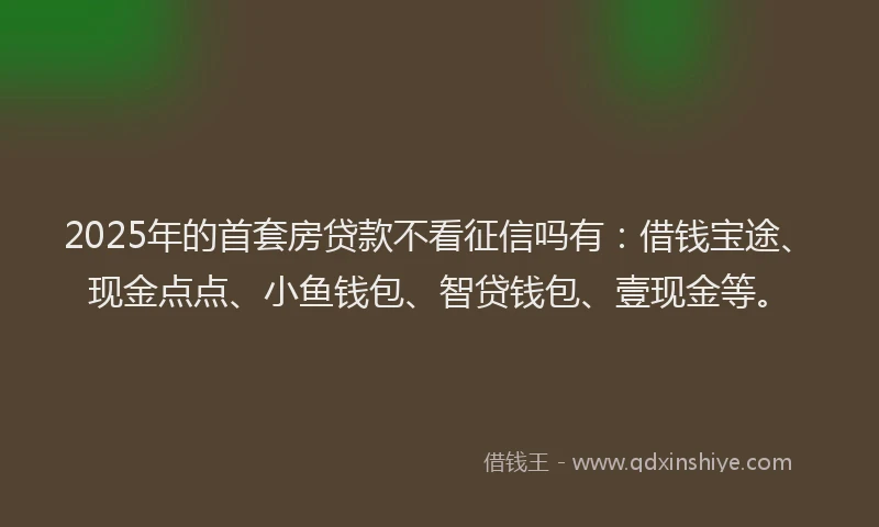 2025年的首套房贷款不看征信吗有：借钱宝途、现金点点、小鱼钱包、智贷钱包、壹现金等。