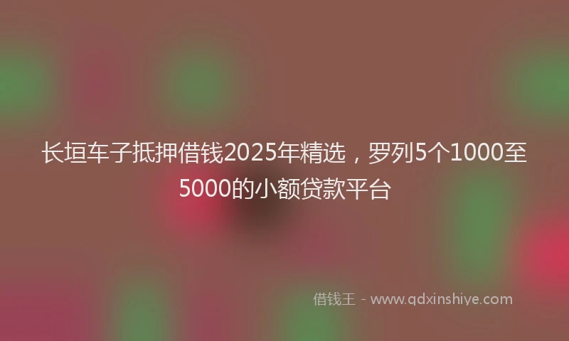 长垣车子抵押借钱2025年精选，罗列5个1000至5000的小额贷款平台