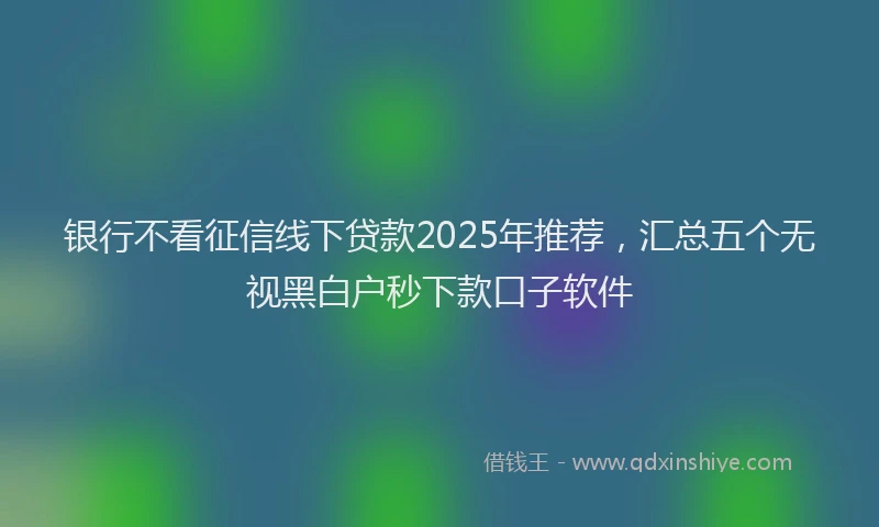银行不看征信线下贷款2025年推荐，汇总五个无视黑白户秒下款口子软件