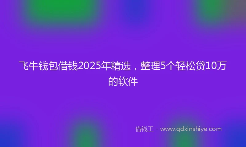 飞牛钱包借钱2025年精选，整理5个轻松贷10万的软件