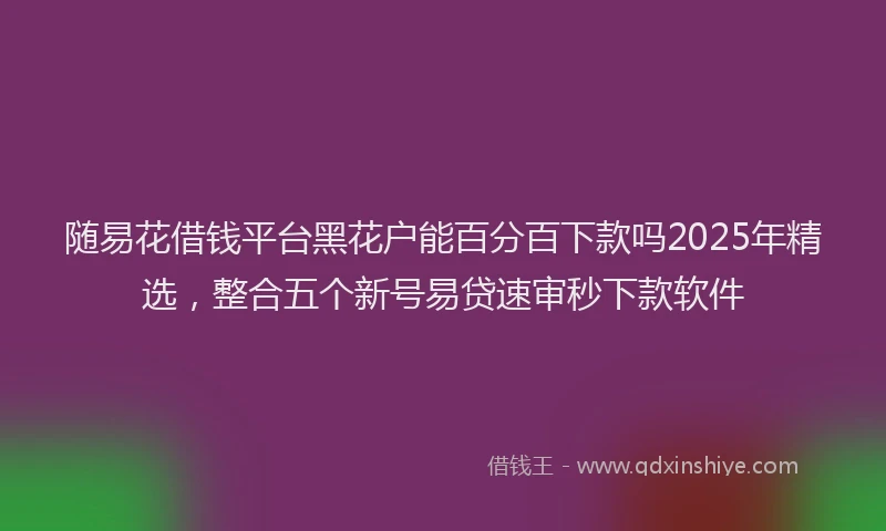 随易花借钱平台黑花户能百分百下款吗2025年精选，整合五个新号易贷速审秒下款软件