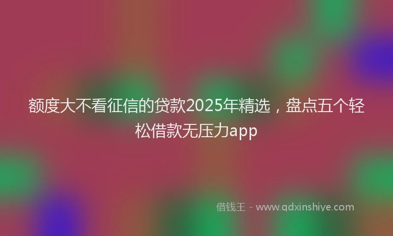 额度大不看征信的贷款2025年精选，盘点五个轻松借款无压力app