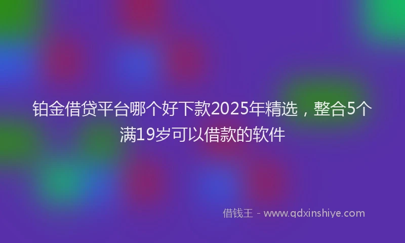 铂金借贷平台哪个好下款2025年精选，整合5个满19岁可以借款的软件