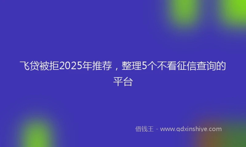 飞贷被拒2025年推荐，整理5个不看征信查询的平台