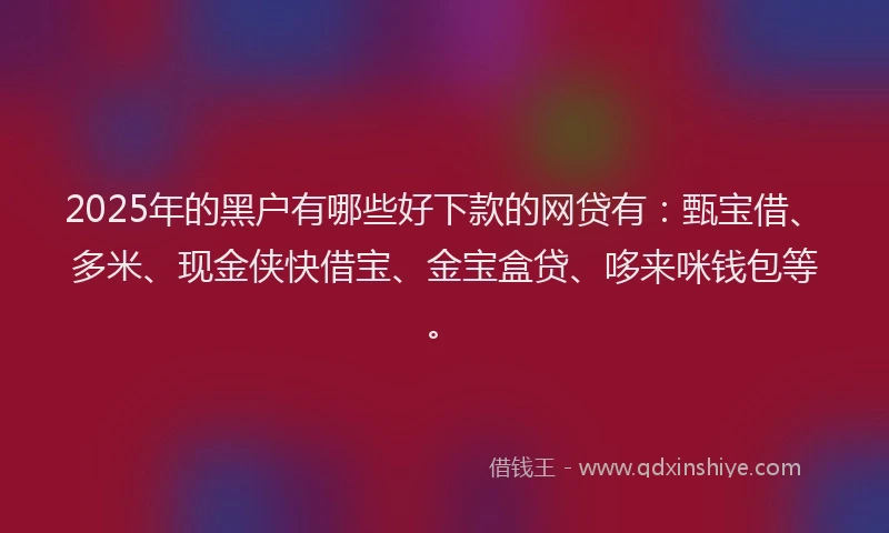 2025年的黑户有哪些好下款的网贷有：甄宝借、多米、现金侠快借宝、金宝盒贷、哆来咪钱包等。