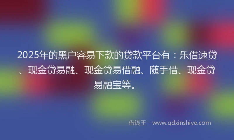 2025年的黑户容易下款的贷款平台有：乐借速贷、现金贷易融、现金贷易借融、随手借、现金贷易融宝等。