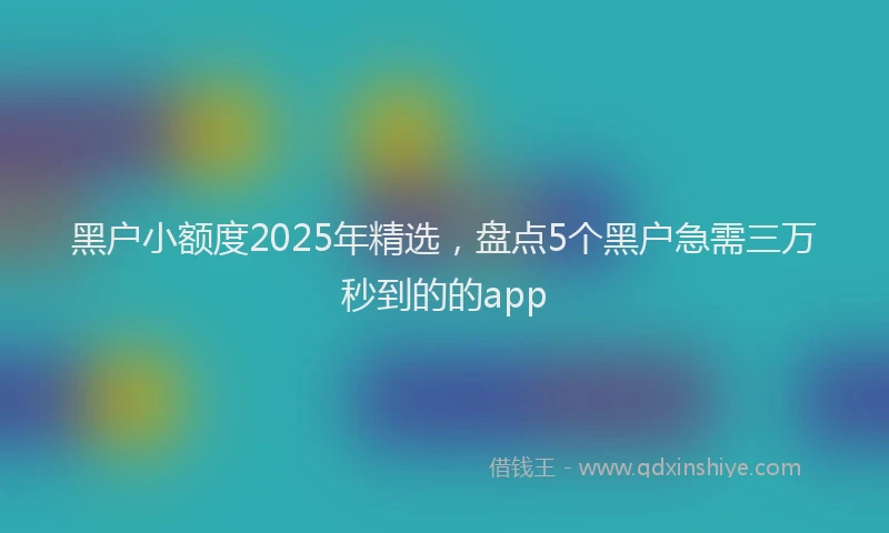 黑户小额度2025年精选，盘点5个黑户急需三万秒到的的app