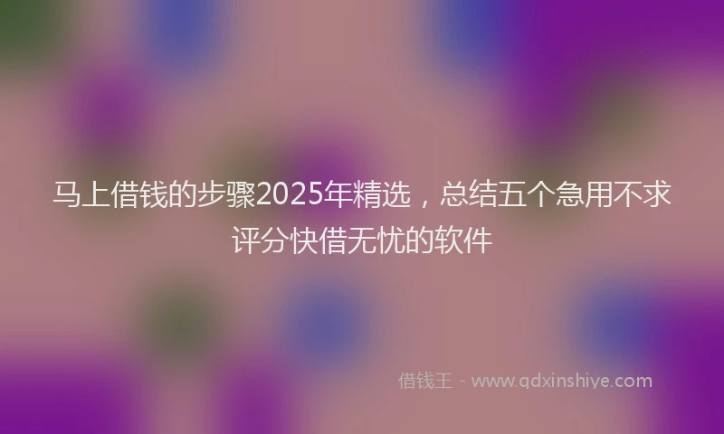 马上借钱的步骤2025年精选，总结五个急用不求评分快借无忧的软件