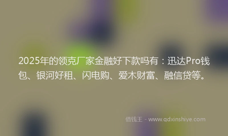 2025年的领克厂家金融好下款吗有：迅达Pro钱包、银河好租、闪电购、爱木财富、融信贷等。