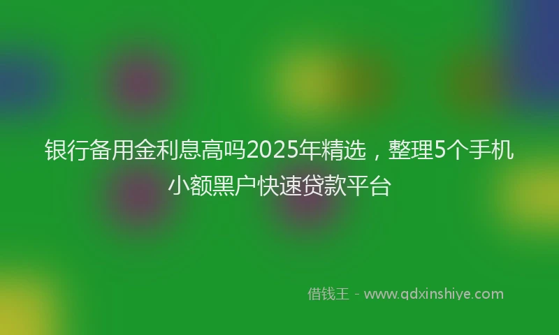 银行备用金利息高吗2025年精选，整理5个手机小额黑户快速贷款平台
