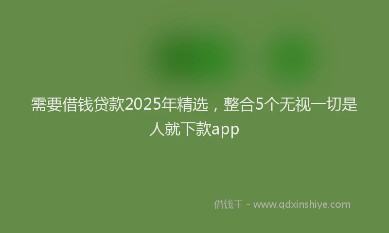 需要借钱贷款2025年精选，整合5个无视一切是人就下款app