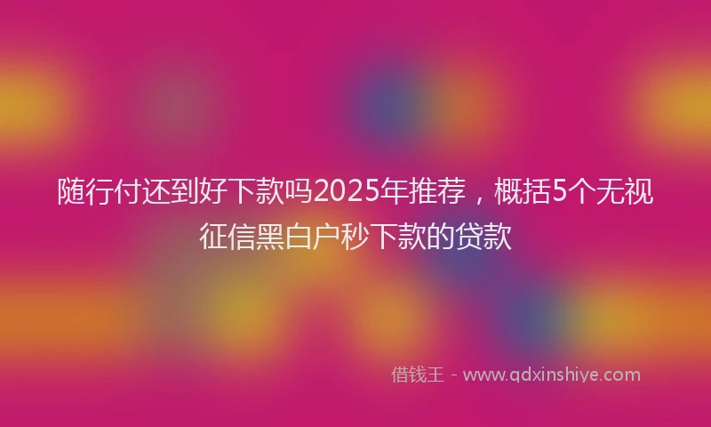 随行付还到好下款吗2025年推荐，概括5个无视征信黑白户秒下款的贷款