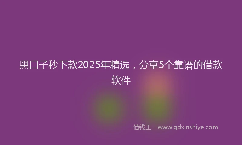 黑口子秒下款2025年精选，分享5个靠谱的借款软件