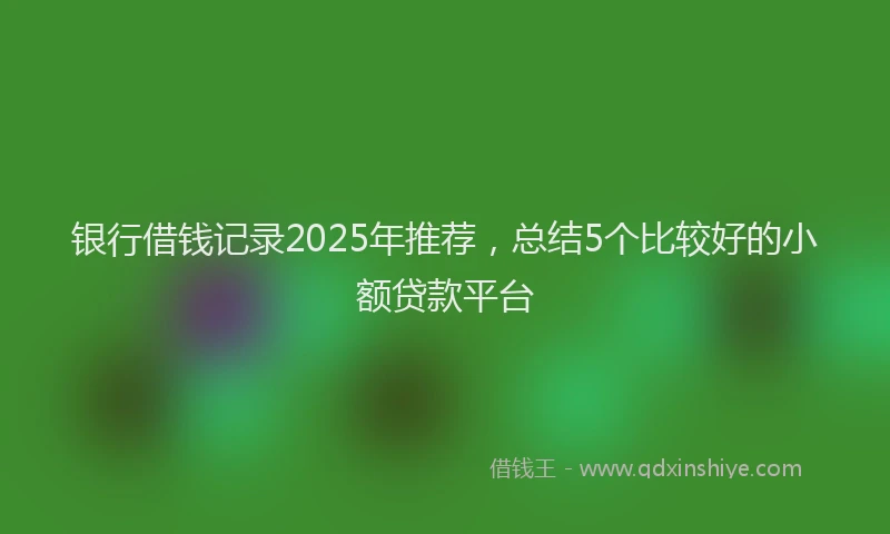 银行借钱记录2025年推荐，总结5个比较好的小额贷款平台