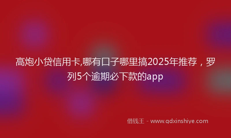 高炮小贷信用卡,哪有口子哪里搞2025年推荐，罗列5个逾期必下款的app