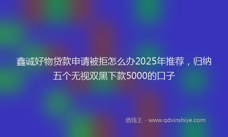 鑫诚好物贷款申请被拒怎么办2025年推荐，归纳五个无视双黑下款5000的口子
