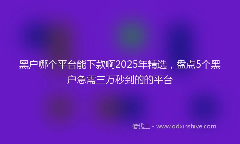 黑户哪个平台能下款啊2025年精选，盘点5个黑户急需三万秒到的的平台