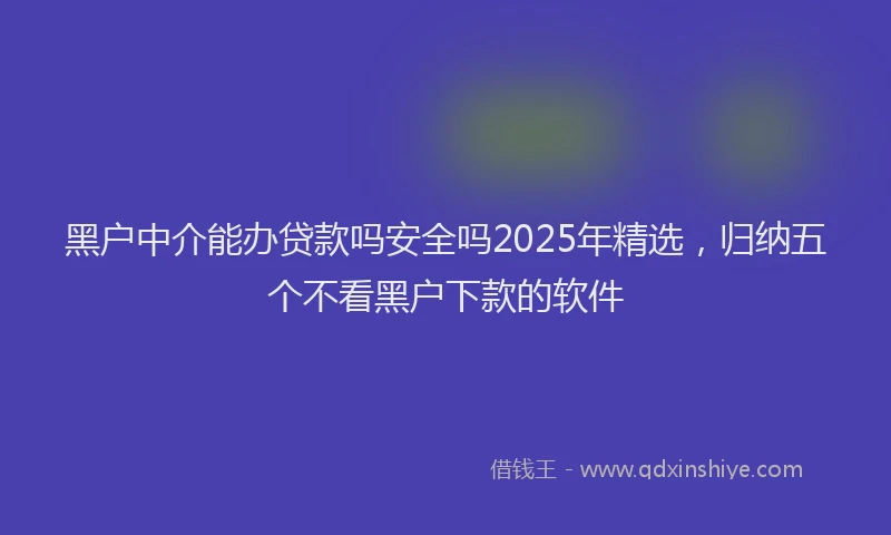 黑户中介能办贷款吗安全吗2025年精选，归纳五个不看黑户下款的软件