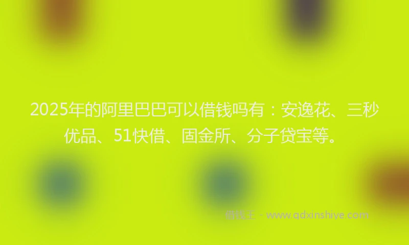 2025年的阿里巴巴可以借钱吗有：安逸花、三秒优品、51快借、固金所、分子贷宝等。