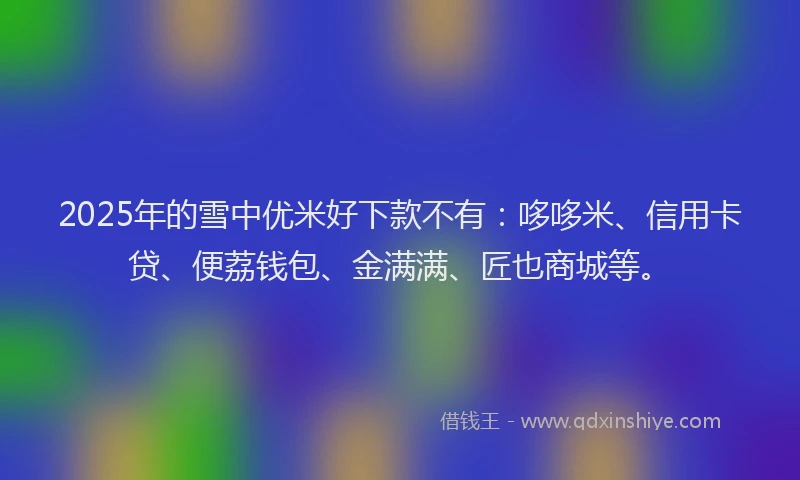 2025年的雪中优米好下款不有：哆哆米、信用卡贷、便荔钱包、金满满、匠也商城等。