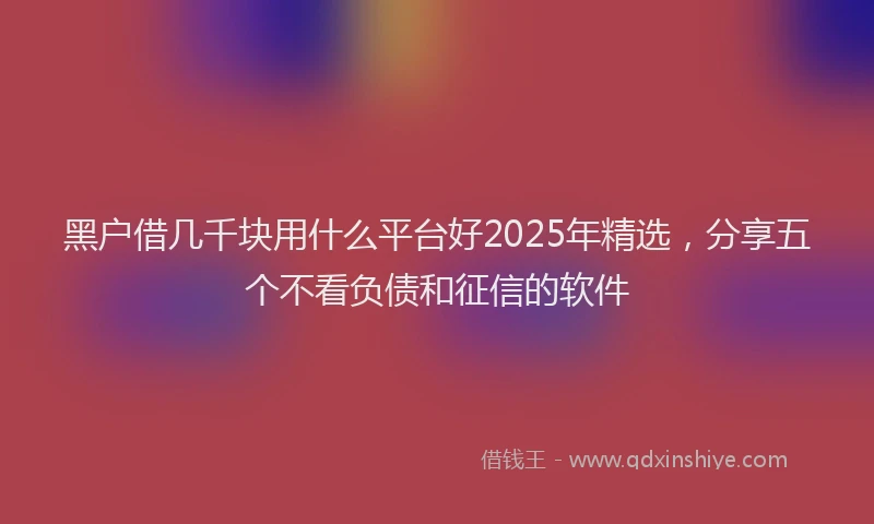 黑户借几千块用什么平台好2025年精选，分享五个不看负债和征信的软件
