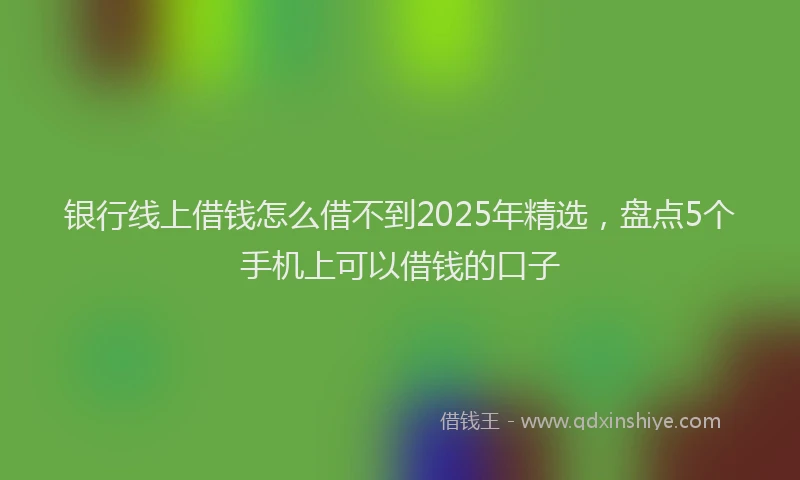 银行线上借钱怎么借不到2025年精选，盘点5个手机上可以借钱的口子