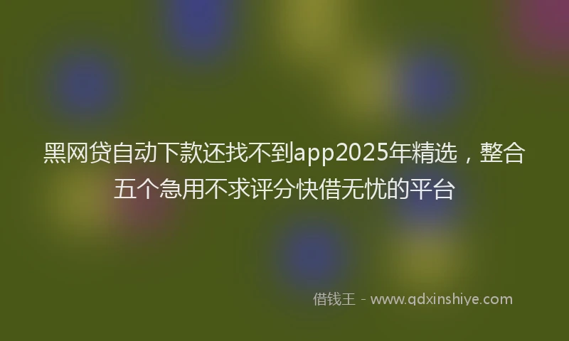 黑网贷自动下款还找不到app2025年精选，整合五个急用不求评分快借无忧的平台