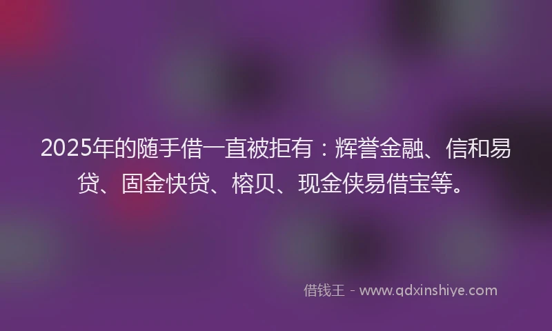 2025年的随手借一直被拒有：辉誉金融、信和易贷、固金快贷、榕贝、现金侠易借宝等。
