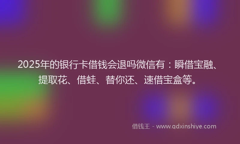 2025年的银行卡借钱会退吗微信有：瞬借宝融、提取花、借蛙、替你还、速借宝盒等。