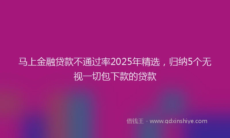 马上金融贷款不通过率2025年精选，归纳5个无视一切包下款的贷款